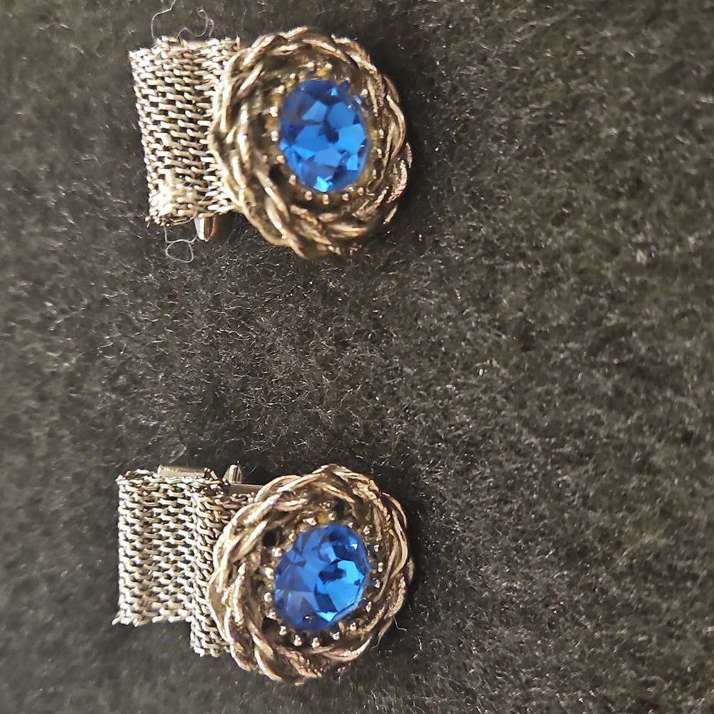 Elegant Blue Stone Silver Cufflinks